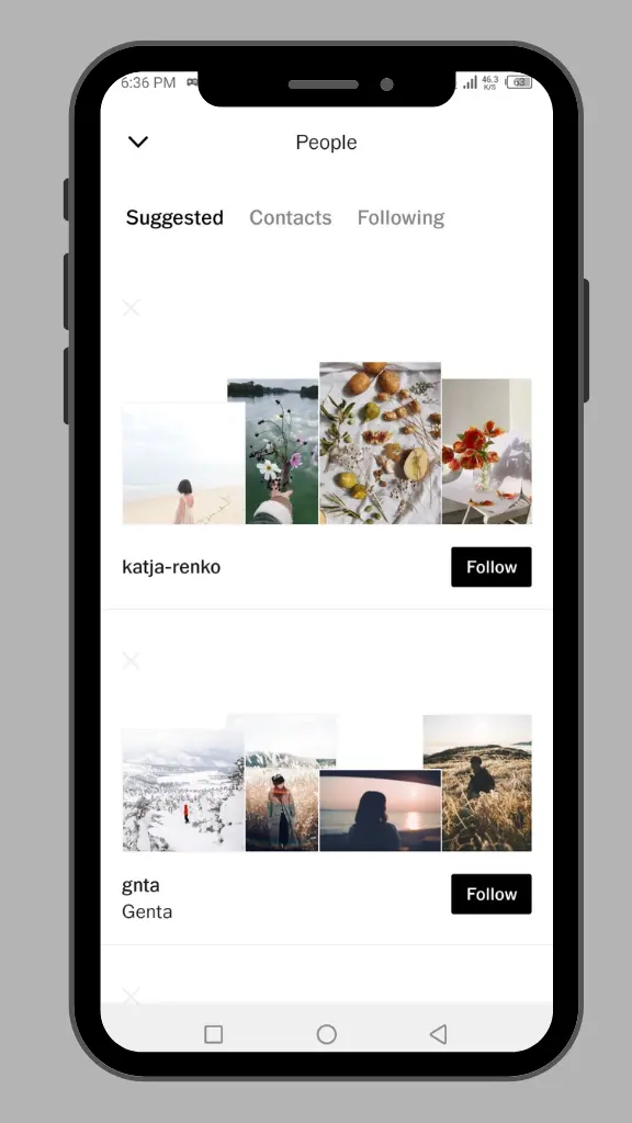 VSCO followed spaces screenshot